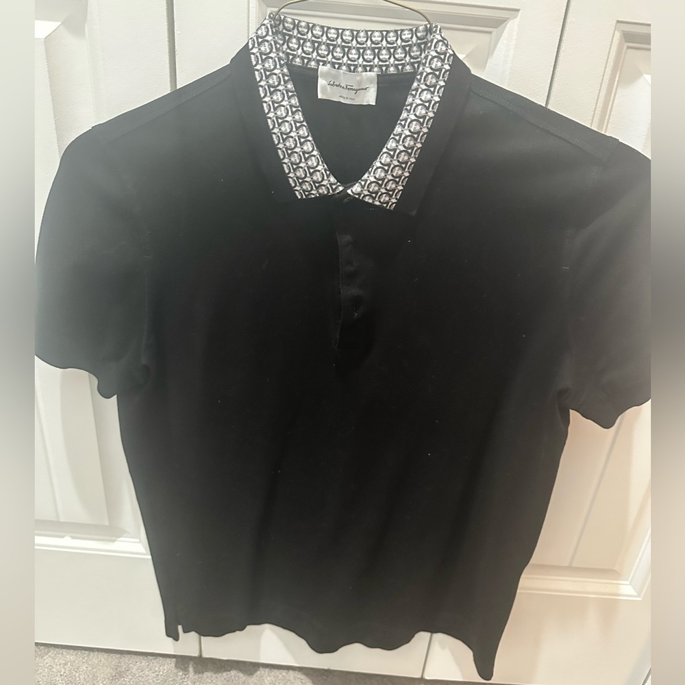 Salvatore Ferragamo Polo with Monogram Logo Collar